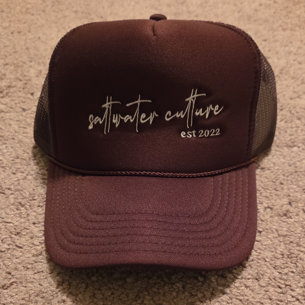 Brown Trucker Hat with Embroidered Logo